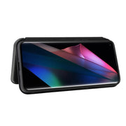 Struttura in fibra di carbonio Flip orizzontale magnetico Custodia in pelle TPU + PC + PU con slot per schede, For Oppo Find X3 / X3 Pro