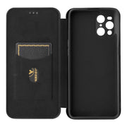 Struttura in fibra di carbonio Flip orizzontale magnetico Custodia in pelle TPU + PC + PU con slot per schede, For Oppo Find X3 / X3 Pro