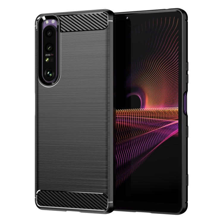 Custodia in TPU in fibra di carbonio con trama spazzolata, For Sony Xperia 1 III, For Sony Xperia 10 III