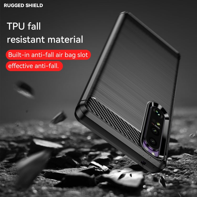 Custodia in TPU in fibra di carbonio con trama spazzolata, For Sony Xperia 1 III, For Sony Xperia 10 III