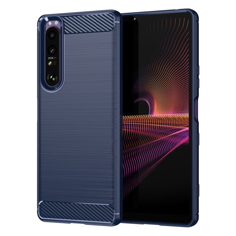 Custodia in TPU in fibra di carbonio con trama spazzolata, For Sony Xperia 1 III, For Sony Xperia 10 III