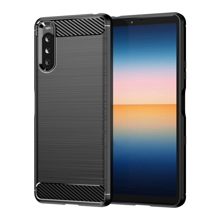 Custodia in TPU in fibra di carbonio con trama spazzolata, For Sony Xperia 1 III, For Sony Xperia 10 III