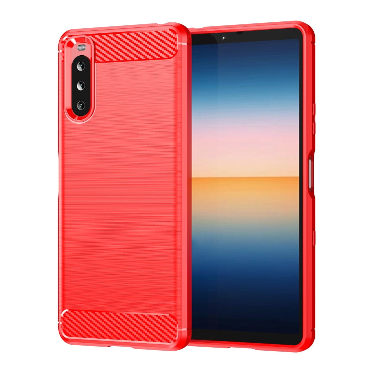 Custodia in TPU in fibra di carbonio con trama spazzolata, For Sony Xperia 1 III, For Sony Xperia 10 III