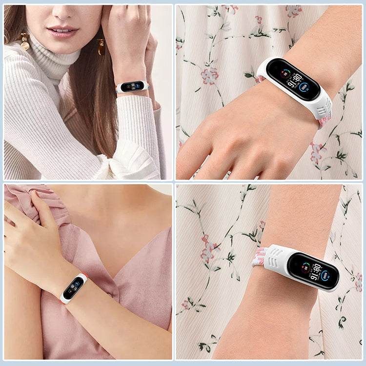 Per Xiaomi Mi Band 6/5/4/3/2 Cinturino di ricambio per cinturino in tessuto elastico universale in silicone, M 160mm, L 170mm