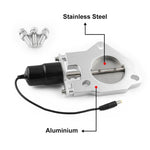 Motore di controllo delle valvole di scarico elettriche da corsa in acciaio inossidabile per auto universali, 2 inch, 2.25 inch, 3 inch