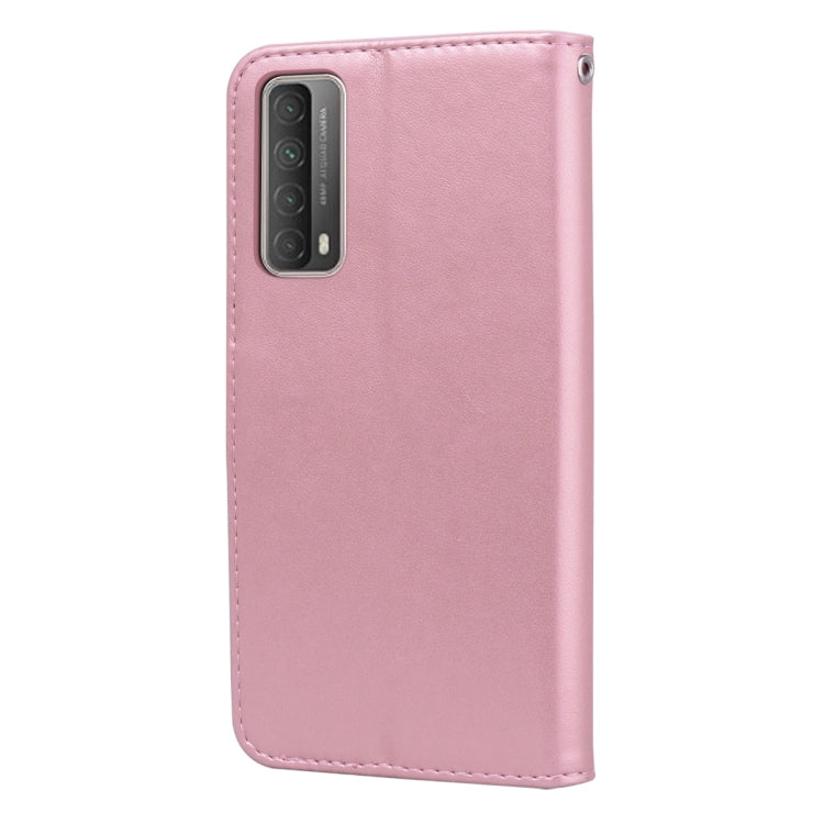 Custodia in pelle PU con vibrazione orizzontale in rilievo rosa con supporto, slot per carte e portafoglio, For Huawei Honor 10X Lite, For Huawei P smart 2021