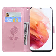 Custodia in pelle PU con vibrazione orizzontale in rilievo rosa con supporto, slot per carte e portafoglio, For Samsung Galaxy S21 5G, For Samsung Galaxy S21 Ultra 5G, For Samsung Galaxy S21+ 5G