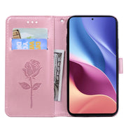 Custodia in pelle PU con vibrazione orizzontale in rilievo rosa con supporto, slot per carte e portafoglio, For Xiaomi Redmi K40 / K40 Pro, For Xiaomi Redmi Note 10 Pro, For Xiaomi Mi 10T Lite 5G, For Xiaomi Mi 10T Pro 5G