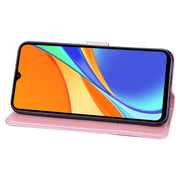 Custodia in pelle PU con vibrazione orizzontale in rilievo rosa con supporto, slot per carte e portafoglio, For Xiaomi Poco M3