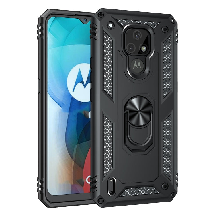 Custodia protettiva antiurto in TPU + PC con supporto girevole a 360 gradi, For Motorola Moto E7