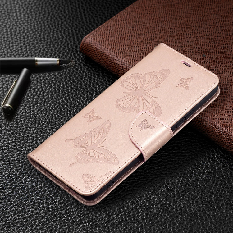 Custodia in pelle a ribalta orizzontale con motivo a goffratura a due farfalle con supporto e slot per schede, portafoglio e cordino, For Xiaomi Mi 11i / Poco F3 / Redmi K40