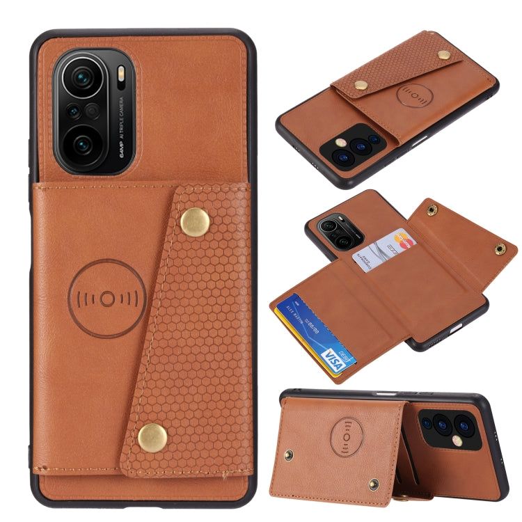 Custodia protettiva magnetica antiurto in PU + TPU con doppia fibbia con slot per schede e supporto, For OnePlus 9, For OnePlus 9 Pro, For Xiaomi Redmi K40, For Xiaomi Redmi Note 9 4G, For Xiaomi Redmi Note 10