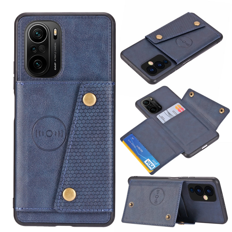 Custodia protettiva magnetica antiurto in PU + TPU con doppia fibbia con slot per schede e supporto, For OnePlus 9, For OnePlus 9 Pro, For Xiaomi Redmi K40, For Xiaomi Redmi Note 9 4G, For Xiaomi Redmi Note 10