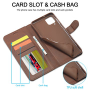 Per Samsung Galaxy F62 / M62 LC.IMEEKE Custodia in pelle a vibrazione orizzontale con struttura in vitello con supporto e slot per schede e portafoglio, For Samsung Galaxy F62 / M62