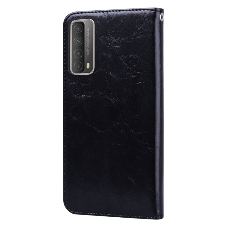 Custodia in pelle a vibrazione orizzontale con struttura in cera d'olio stile business con supporto, slot per schede e portafoglio, For Huawei P smart 2021, For Huawei Honor 10X Lite