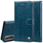 Custodia in pelle a vibrazione orizzontale con struttura in cera d'olio stile business con supporto, slot per schede e portafoglio, For Huawei P smart 2021, For Huawei Honor 10X Lite