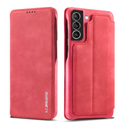 Per Samsung Galaxy S21 FE LC.IMEEKE Custodia in pelle a vibrazione orizzontale Hon Ancient Series con supporto e slot per schede, For Samsung Galaxy S21 FE