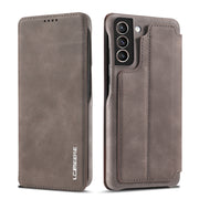 Per Samsung Galaxy S21 FE LC.IMEEKE Custodia in pelle a vibrazione orizzontale Hon Ancient Series con supporto e slot per schede, For Samsung Galaxy S21 FE