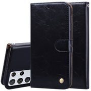 Custodia in pelle a vibrazione orizzontale con struttura in cera d'olio stile business con supporto, slot per schede e portafoglio, For Samsung Galaxy S21 Ultra 5G, For Samsung Galaxy S21 5G, For Samsung Galaxy S21+ 5G, For Samsung Galaxy A02 (EU Versi...
