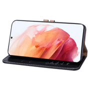 Custodia in pelle a vibrazione orizzontale con struttura in cera d'olio stile business con supporto, slot per schede e portafoglio, For Samsung Galaxy S21 Ultra 5G, For Samsung Galaxy S21 5G, For Samsung Galaxy S21+ 5G, For Samsung Galaxy A02 (EU Versi...