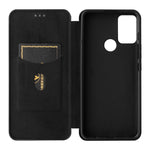 Struttura in fibra di carbonio Flip orizzontale magnetico Custodia in pelle TPU + PC + PU con slot per schede, For Motorola Moto G50, For Samsung Galaxy S21 FE