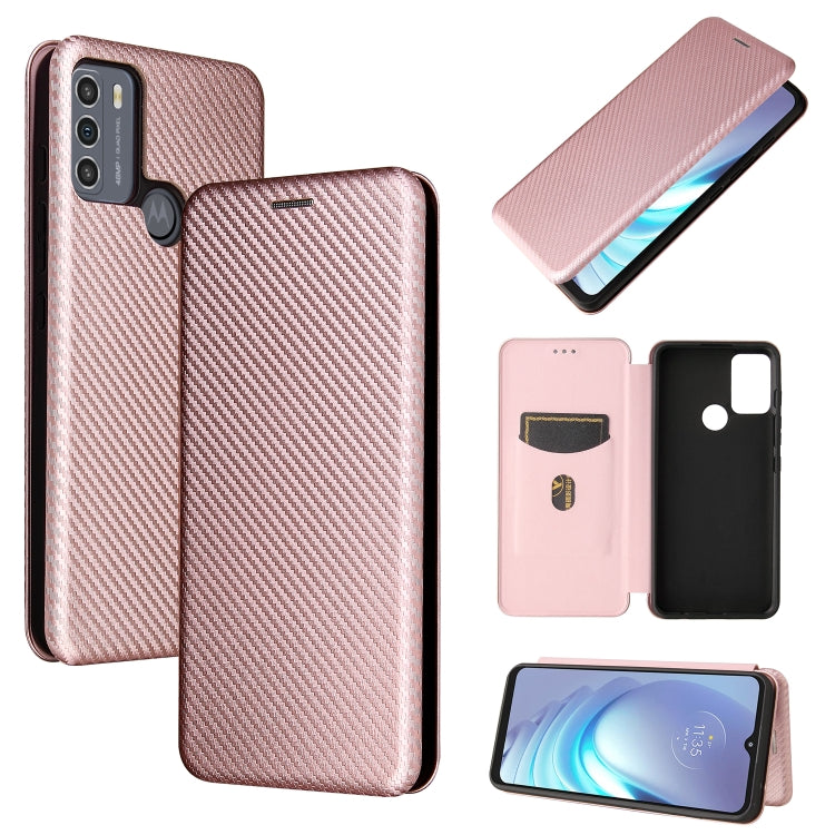 Struttura in fibra di carbonio Flip orizzontale magnetico Custodia in pelle TPU + PC + PU con slot per schede, For Motorola Moto G50, For Samsung Galaxy S21 FE