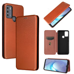 Struttura in fibra di carbonio Flip orizzontale magnetico Custodia in pelle TPU + PC + PU con slot per schede, For Motorola Moto G50, For Samsung Galaxy S21 FE