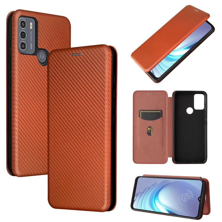 Struttura in fibra di carbonio Flip orizzontale magnetico Custodia in pelle TPU + PC + PU con slot per schede, For Motorola Moto G50, For Samsung Galaxy S21 FE