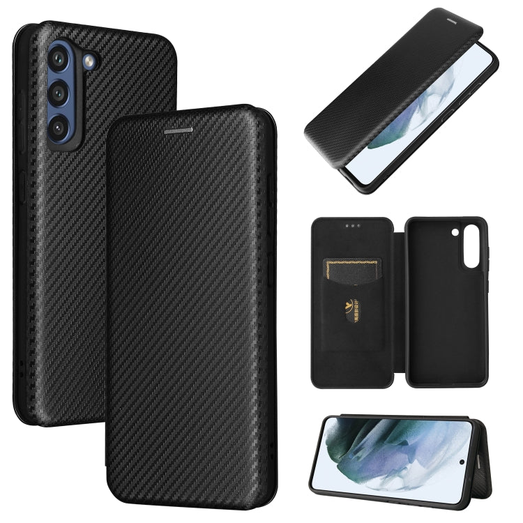 Struttura in fibra di carbonio Flip orizzontale magnetico Custodia in pelle TPU + PC + PU con slot per schede, For Motorola Moto G50, For Samsung Galaxy S21 FE