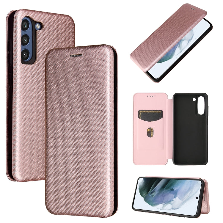 Struttura in fibra di carbonio Flip orizzontale magnetico Custodia in pelle TPU + PC + PU con slot per schede, For Motorola Moto G50, For Samsung Galaxy S21 FE