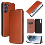 Struttura in fibra di carbonio Flip orizzontale magnetico Custodia in pelle TPU + PC + PU con slot per schede, For Motorola Moto G50, For Samsung Galaxy S21 FE