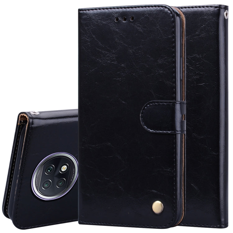 Custodia in pelle a vibrazione orizzontale con struttura in cera d'olio stile business con supporto, slot per schede e portafoglio, For Xiaomi Redmi 9T, For Xiaomi Redmi Note 9T, For Xiaomi Redmi Note 10, For Xiaomi Redmi K40 / K40 Pro                 ...