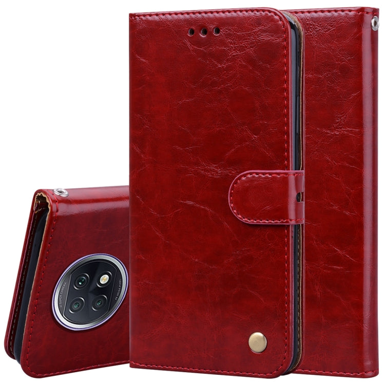 Custodia in pelle a vibrazione orizzontale con struttura in cera d'olio stile business con supporto, slot per schede e portafoglio, For Xiaomi Redmi 9T, For Xiaomi Redmi Note 9T, For Xiaomi Redmi Note 10, For Xiaomi Redmi K40 / K40 Pro                 ...