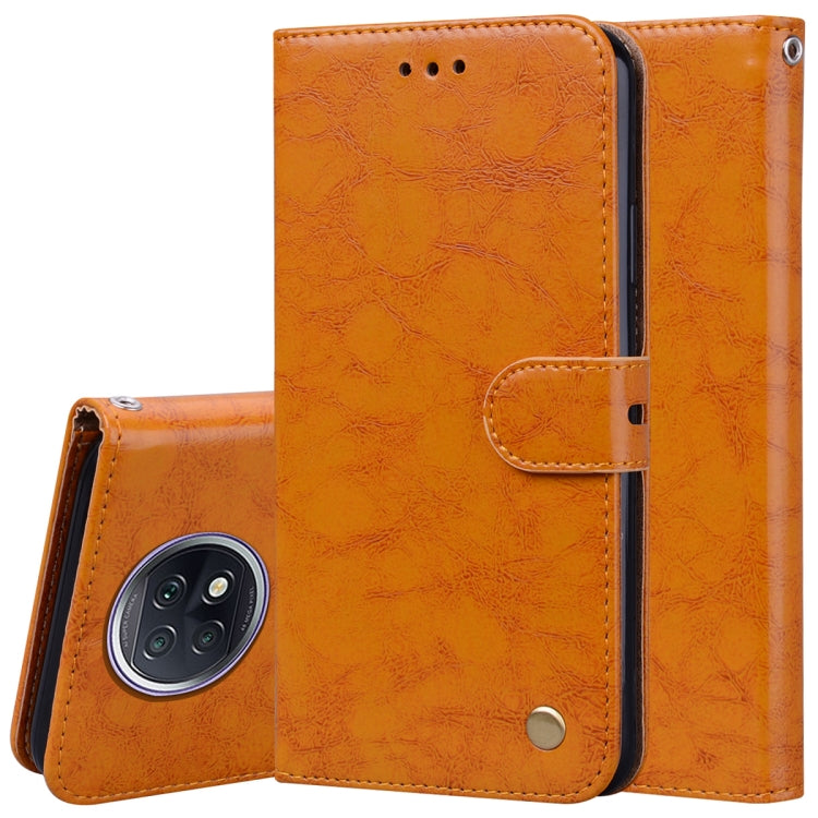 Custodia in pelle a vibrazione orizzontale con struttura in cera d'olio stile business con supporto, slot per schede e portafoglio, For Xiaomi Redmi 9T, For Xiaomi Redmi Note 9T, For Xiaomi Redmi Note 10, For Xiaomi Redmi K40 / K40 Pro                 ...