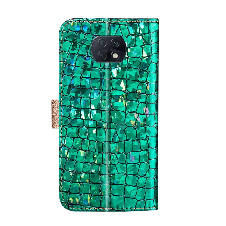 Custodia in pelle con apertura orizzontale in pelle di coccodrillo abbinata a polvere glitterata laser con fessure per carte, supporto e portafoglio, For Xiaomi Redmi Note 9 5G, For Xiaomi Redmi Note 10 4G, For Xiaomi Redmi Note 10 Pro                 ...