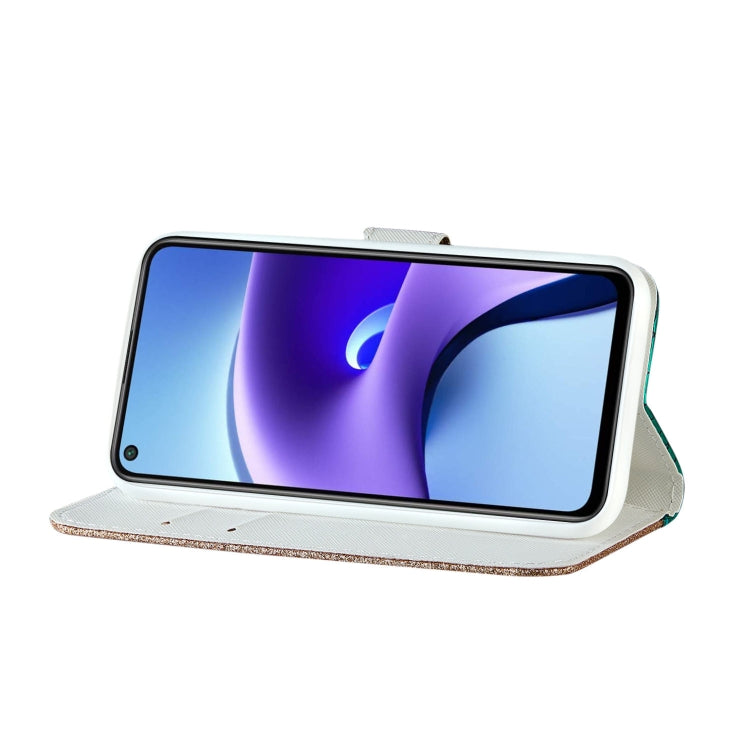 Custodia in pelle con apertura orizzontale in pelle di coccodrillo abbinata a polvere glitterata laser con fessure per carte, supporto e portafoglio, For Xiaomi Redmi Note 9 5G, For Xiaomi Redmi Note 10 4G, For Xiaomi Redmi Note 10 Pro                 ...