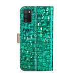 Custodia portafoglio in pelle glitter per Samsung Galaxy A02s
