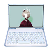 YT098B Custodia in pelle per tastiera Bluetooth staccabile color caramello con texture della pelle rotonda Keycap con slot per penna e supporto, For iPad 9.7 inch 2018 & 2017 / Pro 9.7 inch / Air 2 / Air                                                 ...