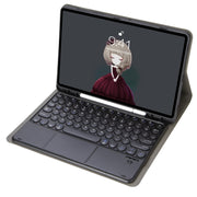 YA098B-A Custodia in pelle per tastiera Bluetooth con copritastiera tondo in pelle di agnello staccabile con touch control e slot per penna e supporto, For iPad Air 5 / 4 10.9 inch 2020 / Pro 11 inch 2020 / 2018                                         ...