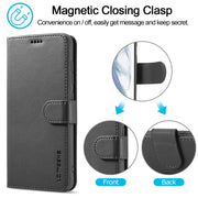 LC.IMEEKE Custodia in pelle a vibrazione orizzontale con struttura in vitello, con supporto, slot per schede e portafoglio, For Samsung Galaxy S21 FE