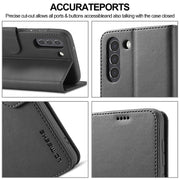LC.IMEEKE Custodia in pelle a vibrazione orizzontale con struttura in vitello, con supporto, slot per schede e portafoglio, For Samsung Galaxy S21 FE