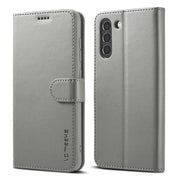 LC.IMEEKE Custodia in pelle a vibrazione orizzontale con struttura in vitello, con supporto, slot per schede e portafoglio, For Samsung Galaxy S21 FE