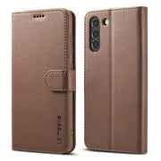 LC.IMEEKE Custodia in pelle a vibrazione orizzontale con struttura in vitello, con supporto, slot per schede e portafoglio, For Samsung Galaxy S21 FE