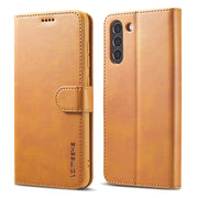 LC.IMEEKE Custodia in pelle a vibrazione orizzontale con struttura in vitello, con supporto, slot per schede e portafoglio, For Samsung Galaxy S21 FE