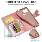 LC.IMEEKE Custodia in pelle a vibrazione orizzontale con struttura in vitello, con supporto, slot per schede e portafoglio, For OPPO Realme C21 / C20, For OPPO A55 5G / A54 4G, For OPPO A72 / A73 / A53 5G