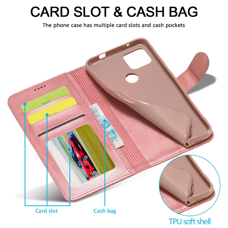 LC.IMEEKE Custodia in pelle a vibrazione orizzontale con struttura in vitello, con supporto, slot per schede e portafoglio, For OPPO Realme C21 / C20, For OPPO A55 5G / A54 4G, For OPPO A72 / A73 / A53 5G