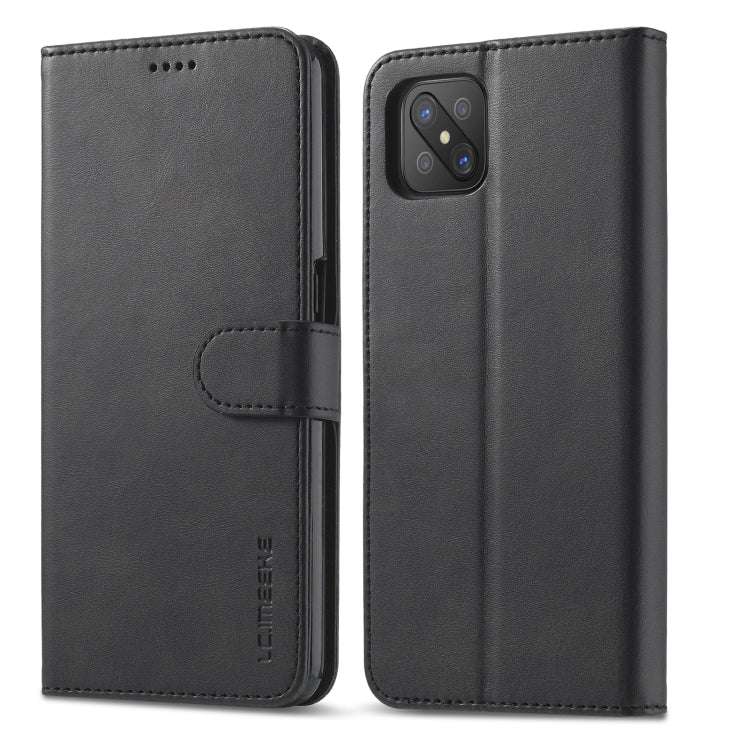 LC.IMEEKE Custodia in pelle a vibrazione orizzontale con struttura in vitello, con supporto, slot per schede e portafoglio, For OPPO Realme C21 / C20, For OPPO A55 5G / A54 4G, For OPPO A72 / A73 / A53 5G
