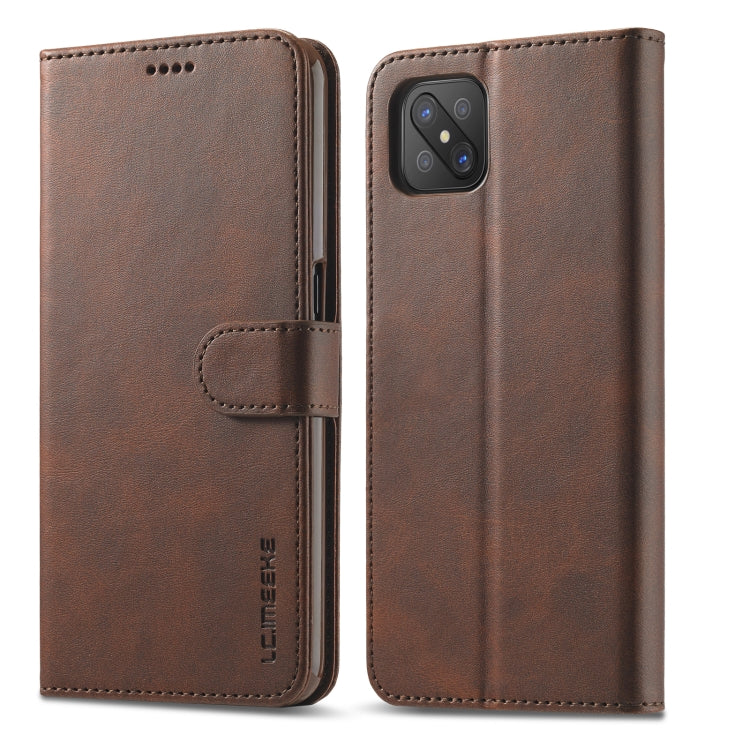 LC.IMEEKE Custodia in pelle a vibrazione orizzontale con struttura in vitello, con supporto, slot per schede e portafoglio, For OPPO Realme C21 / C20, For OPPO A55 5G / A54 4G, For OPPO A72 / A73 / A53 5G
