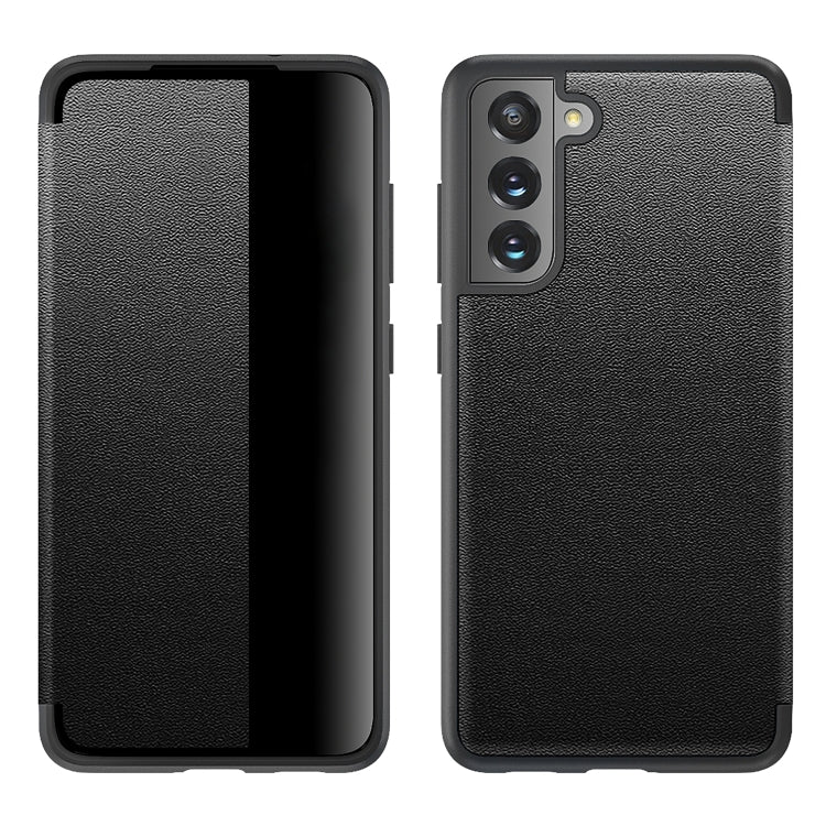 Magnetic Side Window View Custodia in pelle flip orizzontale antiurto, For Samsung Galaxy S21 FE
