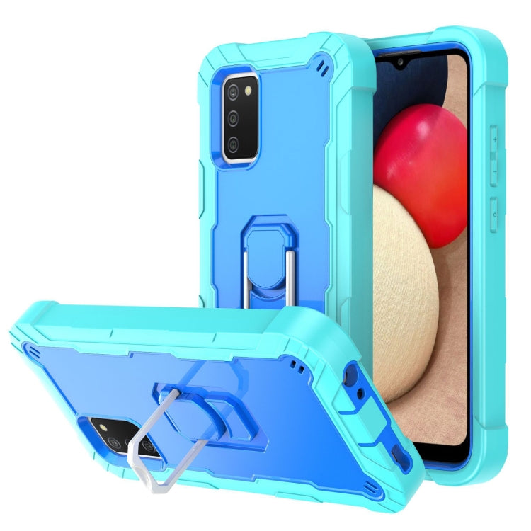 Custodia protettiva antiurto a 3 strati in PC + gomma con supporto rotante, For Samsung Galaxy A02s, For Samsung Galaxy A12 5G